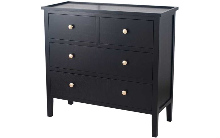 Pacific Lifestyle Chelmsford Satin Black Pine Wood 4 Drawer Unit