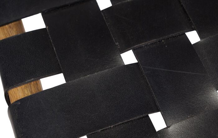 Pacific lifestyle S/3 Claudio Black Woven Leather and Wood Bench and Stools