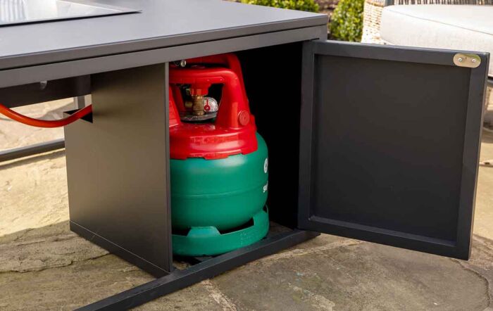 Pacific Lifestyle Cosiloft 100cm Black Steel and Grey Stone Effect Firepit