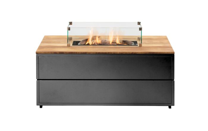 Pacific Lifestyle Cosipure 120 Black and Teak Rectangular Fire Pit