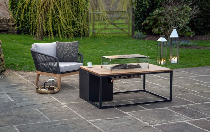 Pacific Lifestyle Cosiloft 120 Black and Teak Fire Pit Table