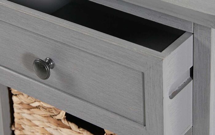 Pacific Lifestyle Devonshire Grey Wood 2 Drawer 4 Basket Unit