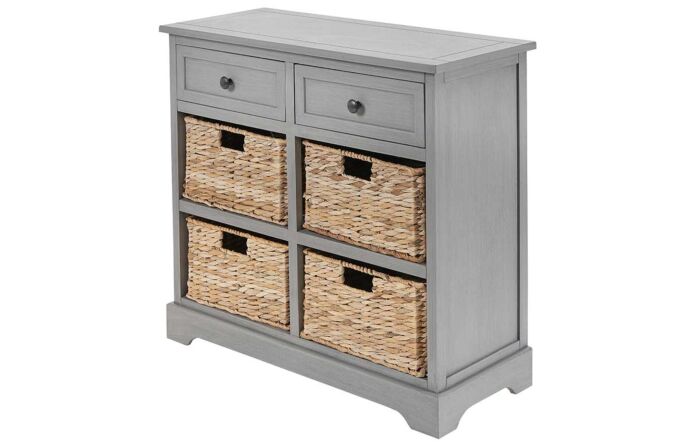 Pacific Lifestyle Devonshire Grey Wood 2 Drawer 4 Basket Unit