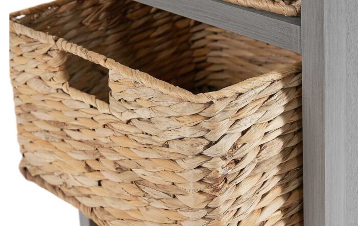 Pacific Lifestyle Devonshire Grey Wood 1 Drawer 4 Basket Tall Unit