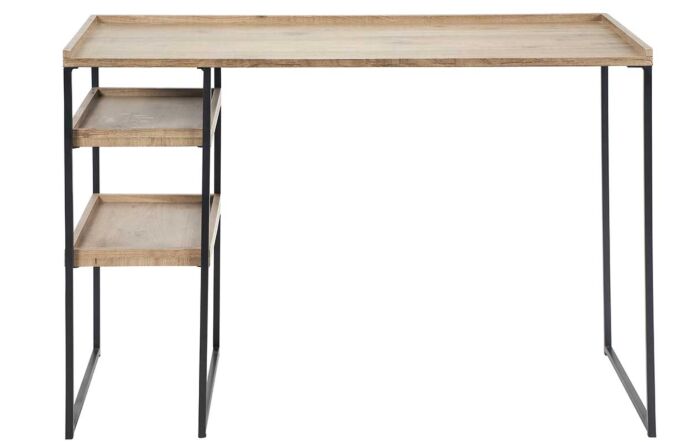 Pacific Lifestyle Gallery Natural Wood Veneer And Black Metal Desk