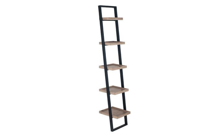 Pacific Lifestyle Gallery Natural Wood Veneer And Black Metal 5 Shelf Ladder Unit