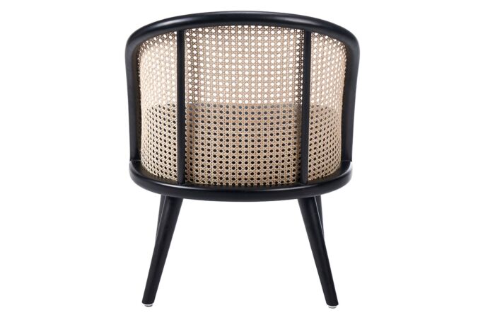 Pacific Lifestyle Genoa Black Velvet and Natural French Cane Chair