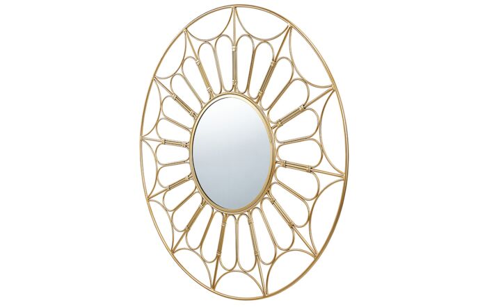 Pacific Lifestyle Gold Metal Cane Effect Frame Round Wall Mirror