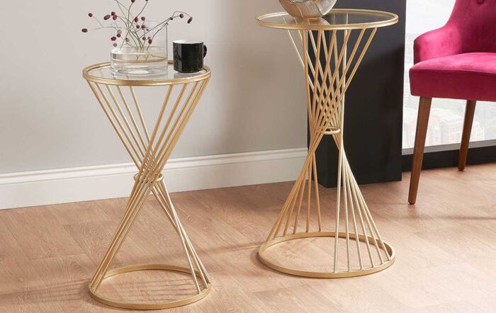 Pacific Lifestyle Liberty Glass And Gold Metal Small Table