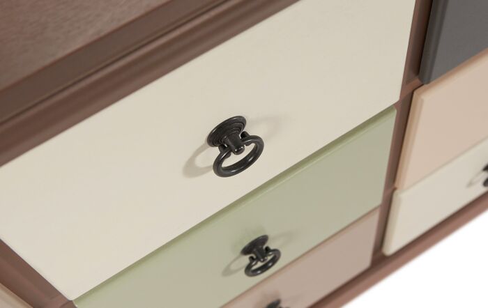 Pacific Lifestyle Loft Pine Wood Sage Multicoloured 12 Drawer Unit