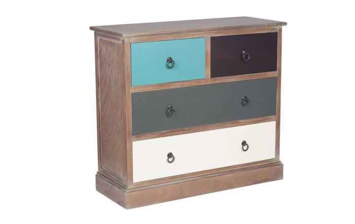Pacific Lifestyle Loft Pine Wood Multicoloured 4 Drawer Unit