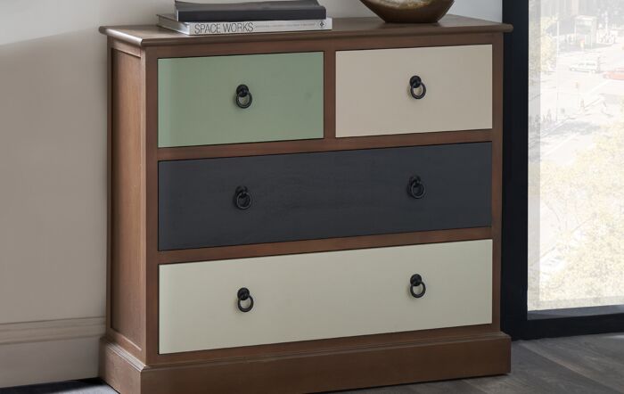 Pacific Lifestyle Loft Pine Wood Sage Multicoloured 4 Drawer Unit