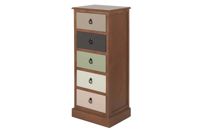 Pacific Lifestyle Loft Pine Wood Sage Multicoloured 5 Drawer Unit