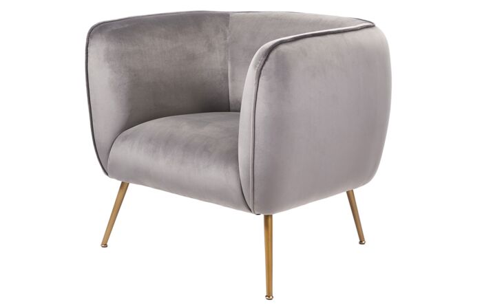 Pacific Lifestyle Lucca Dove Grey Velvet Chair with Gold Legs