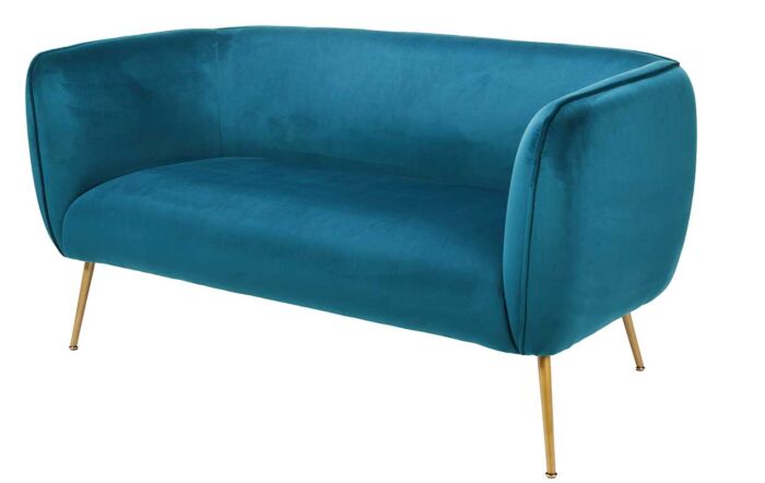 Pacific Lifestyle Lucca Sapphire Blue Velvet Sofa with Gold Legs