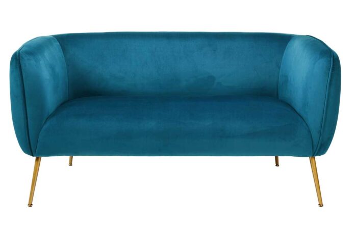 Pacific Lifestyle Lucca Sapphire Blue Velvet Sofa with Gold Legs