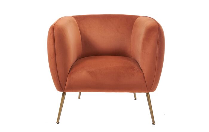 Pacific Lifestyle Lucca Tobacco Velvet Chair with Gold Legs