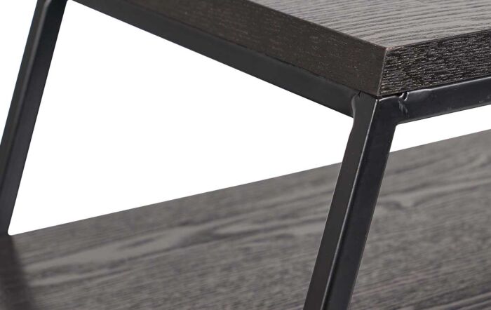 Pacific Lifestyle S/2 Mashiko Black Ash Veneer and Black Metal Console Tables