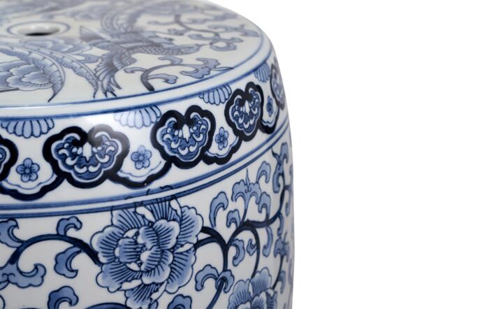 Pacific Lifestyle Matilde Blue and White Floral Ceramic Stool