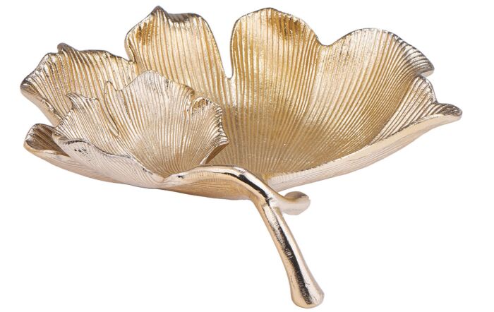 Pacific Lifestyle Gold Metal Dual Gingko Leaf Bowl
