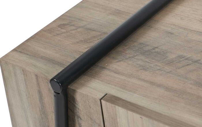 Pacific Lifestyle Osato Light Brown Wood Veneer And Black Metal 2 Door Low Unit