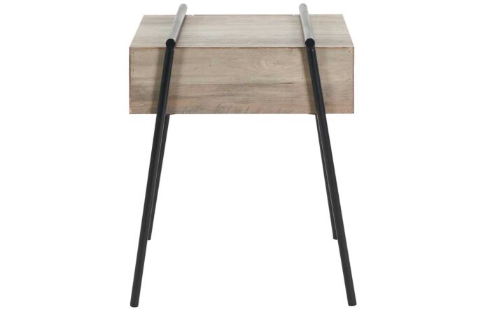 Pacific Lifestyle Osato 1 Drawer Side Table - Light Brown Wood Veneer and Black Metal