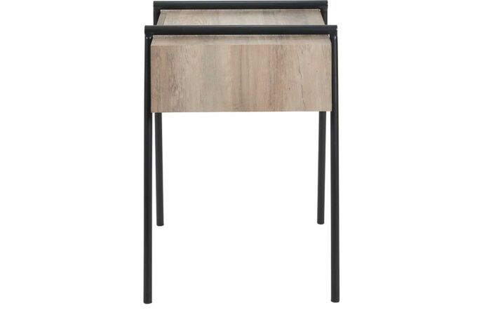 Pacific Lifestyle Osato 1 Drawer Side Table - Light Brown Wood Veneer and Black Metal