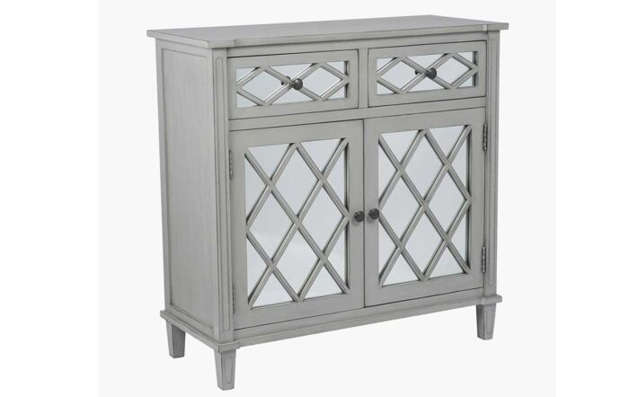 Pacific Lifestyle Puglia Dove Grey Mirrored Pine wood 2 drawer 2 door unit