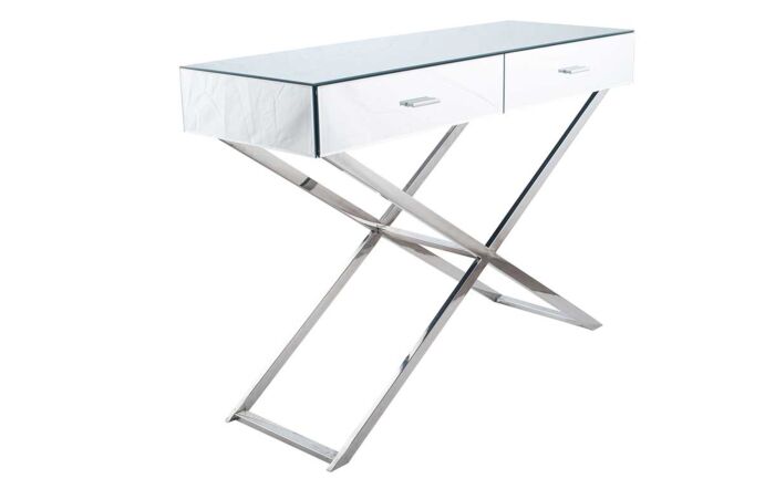 Pacific Lifestyle Rocco Silver Mirrored Glass And Metal Console Table
