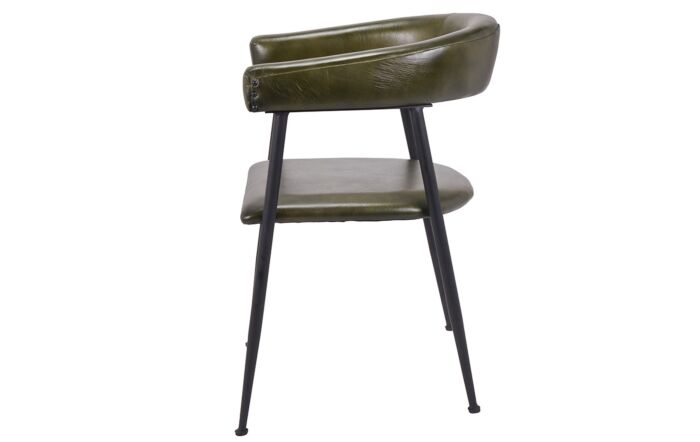 Pacific Lifestyle Ferrero Sage Green Leather and Iron Curved Dining Chair