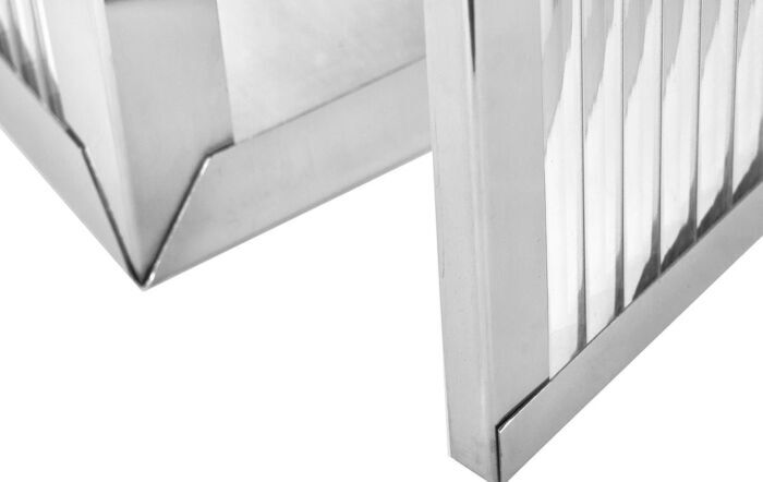 Pacific Lifestyle Silver Metal And Ribbed Glass Lantern Large