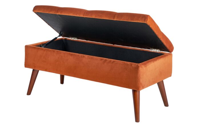 Pacific Lifestyle Pelagia Tobacco Velvet Buttoned Bench with Storage