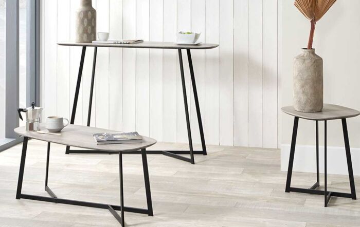 Pacific Lifestyle Ukiah Grey Oak Veneer And Black Metal Console Table