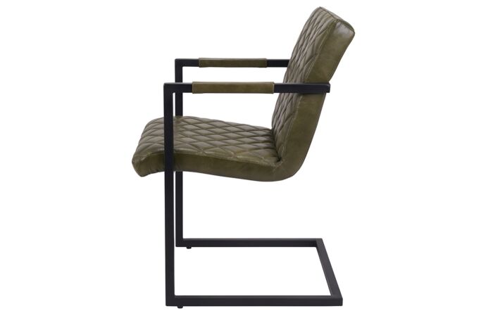 Pacific Lifestyle Vittorio Sage Green Leather and Iron Arm Chair