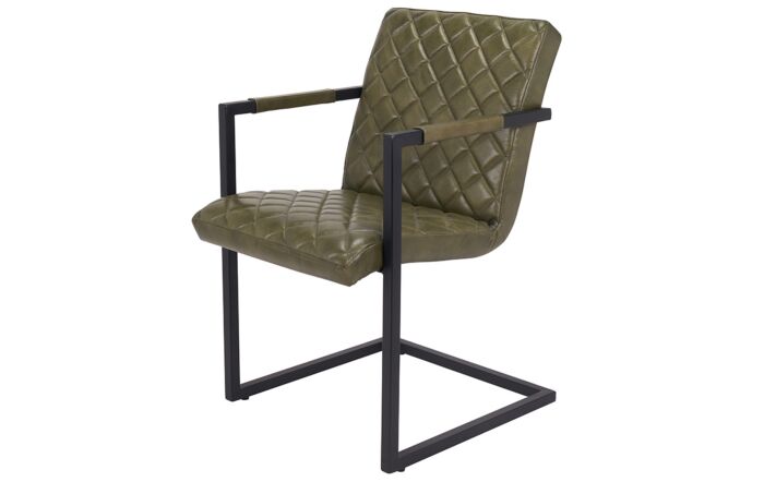 Pacific Lifestyle Vittorio Sage Green Leather and Iron Arm Chair