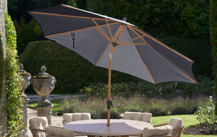 Pacific Lifestyle Riva Teak 3m Round Centre Pole Parasol - Anthracite