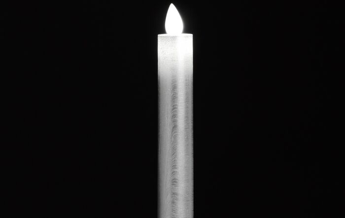Hill Interiors Luxe Flickering Flame Silver LED Wax Dinner Candle Set Of 6 Hill Interiors Luxe Flickering Flame Silver LED Wax Dinner Candle Set Of 6