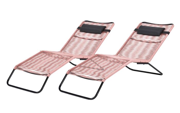 Pacific Lifestyle Pink PU Rio Set of 2 Sun Loungers