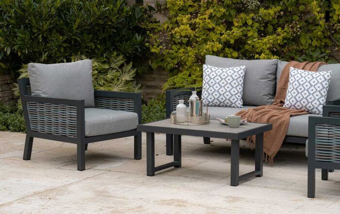  Bramblecrest Portofino Two Seater Garden Sofa Set with Coffee Table
