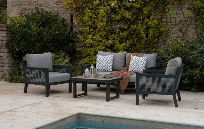  Bramblecrest Portofino Two Seater Garden Sofa Set with Coffee Table