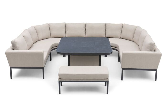 Maze Pulse U Shape Dining Set With Fire Pit-Oatmeal