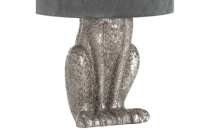 Hill Interiors Silver Hare Lamp With Velvet Grey Shade
