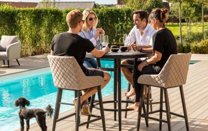 Maze Outdoor Fabric Regal 4 Seat Round Bar Set - Oatmeal