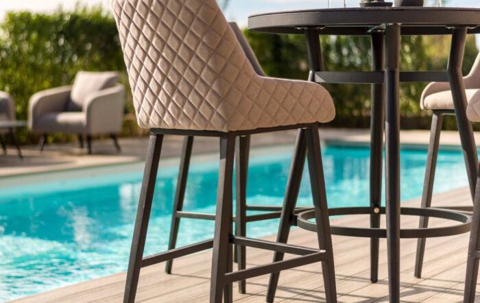 Maze Outdoor Fabric Regal 4 Seat Round Bar Set - Oatmeal