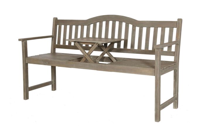 Pacific Lifestyle Richmond Antique Grey Wood Bench with Pop Up Table Pacific Lifestyle Richmond Antique Grey Wood Bench with Pop Up Table