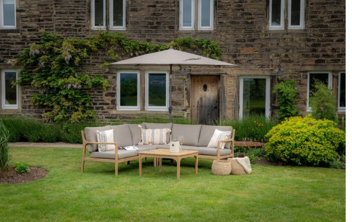 Pacific Lifestyle Riva 2.5mt Taupe Parasol With 40kg Wheeled Base