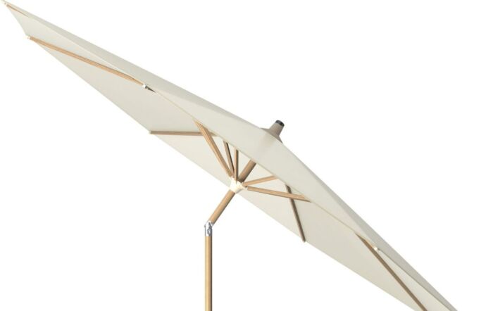 Pacific Lifestyle Riva 3m Teak Champagne Parasol With 40kg Wheeled Base