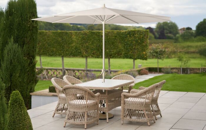 Pacific Lifestyle Riva 3mt Sandstone / Champagne Round Parasol And 25kg Base