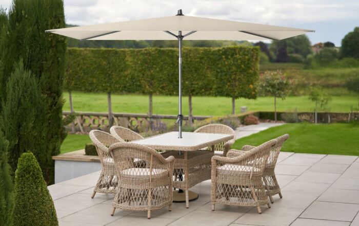 Pacific Lifestyle Riva 3 x 2 mt Champagne Parasol With Ceramica Wheeled Base