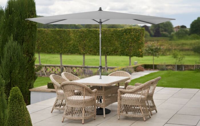 Pacific Lifestyle Riva 3 x 2 mt Luna Grey Parasol With 40kg Wheeled Base